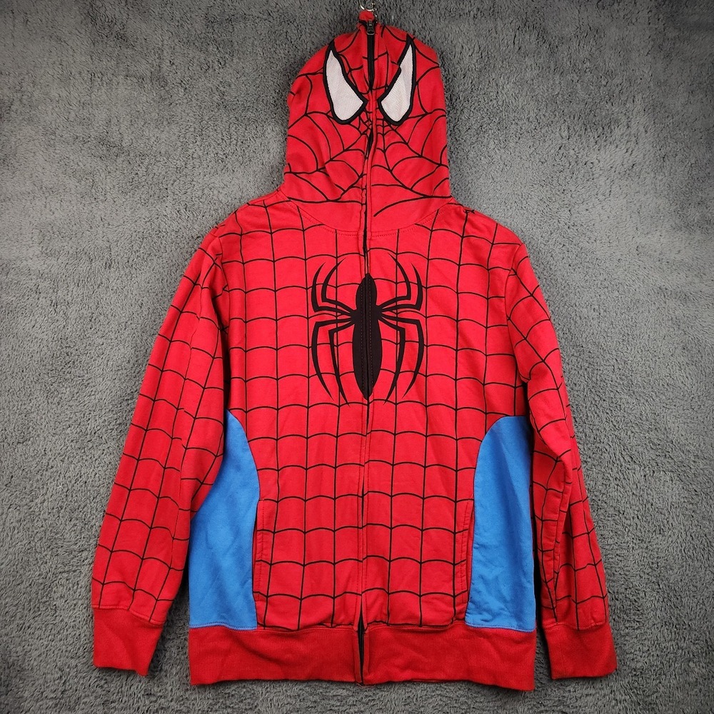 Spider-Man Full Face Zip Up Hoodie Jacket Mad Engine Halloween Costume Size Med